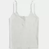 Ribbed Notch Henley Cami,Ribbed Notch Henley Cami