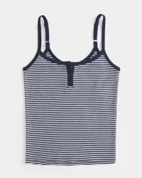 Ribbed Notch Henley Cami,Ribbed Notch Henley Cami