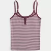 Ribbed Notch Henley Cami,Ribbed Notch Henley Cami