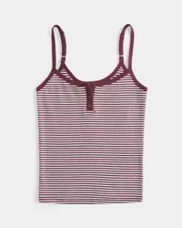 Ribbed Notch Henley Cami,Ribbed Notch Henley Cami