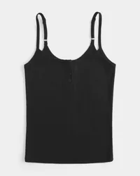 Ribbed Notch Henley Cami,Ribbed Notch Henley Cami