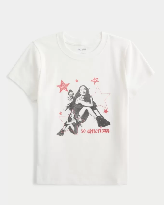 Ribbed Olivia Rodrigo So American Graphic Baby Tee,Ribbed Olivia Rodrigo So American Graphic Baby Tee