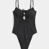 Ribbed One-Piece Swimsuit,Ribbed One-Piece Swimsuit