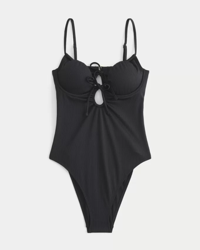 Ribbed One-Piece Swimsuit,Ribbed One-Piece Swimsuit