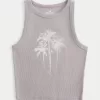 Ribbed Palm Tree Graphic Tank,Ribbed Palm Tree Graphic Tank