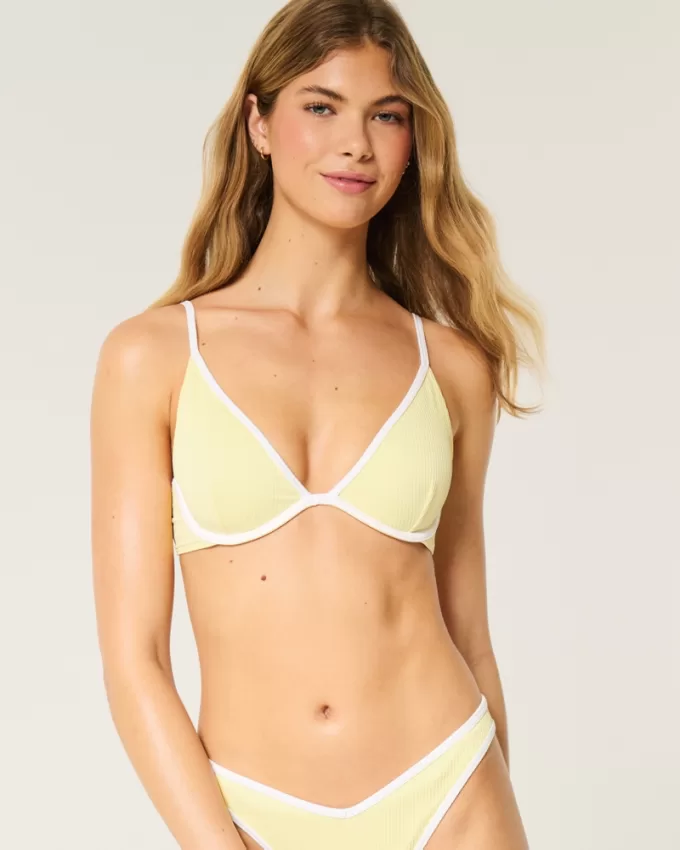 Ribbed Plunge Underwire Bikini Top,Ribbed Plunge Underwire Bikini Top