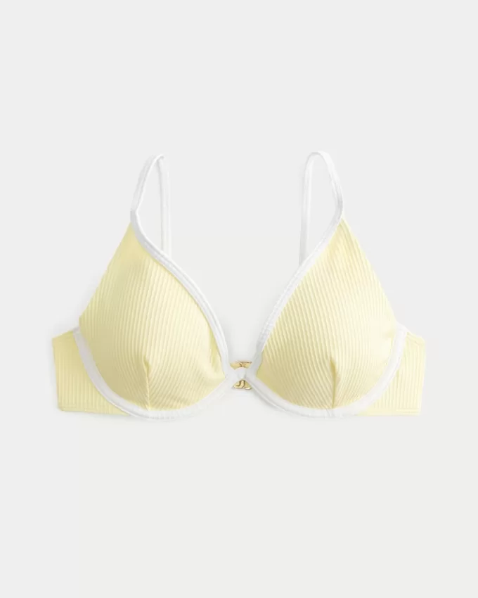 Ribbed Plunge Underwire Bikini Top,Ribbed Plunge Underwire Bikini Top