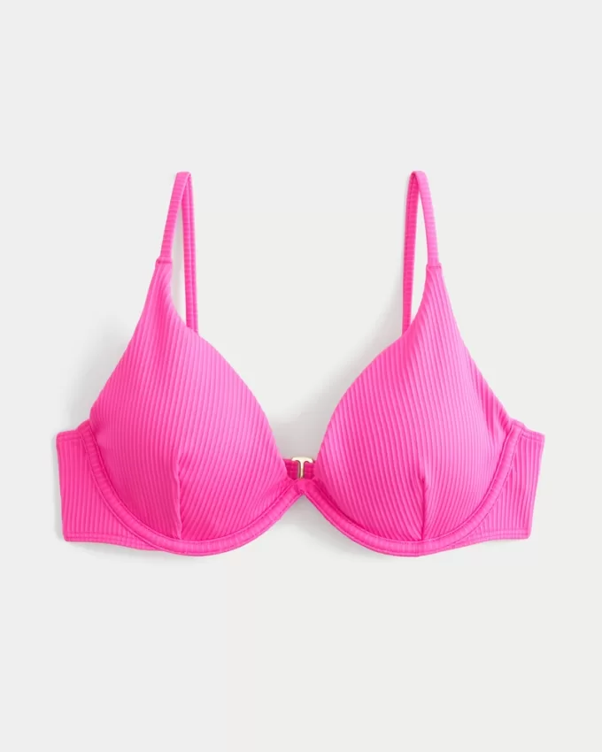 Ribbed Plunge Underwire Bikini Top,Ribbed Plunge Underwire Bikini Top