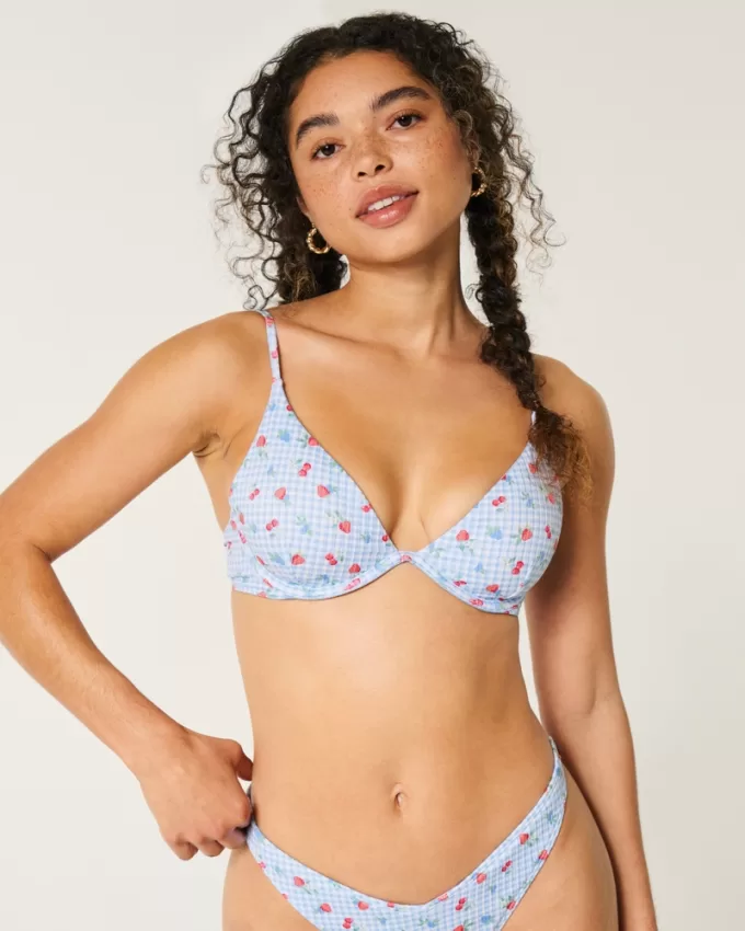 Ribbed Plunge Underwire Bikini Top,Ribbed Plunge Underwire Bikini Top