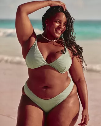 Ribbed Plunge Underwire Bikini Top,Ribbed Plunge Underwire Bikini Top