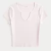Ribbed Seamless Fabric Notch Neck Baby Tee,Ribbed Seamless Fabric Notch Neck Baby Tee