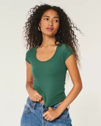 Ribbed Seamless Fabric Scoop Baby Tee,Ribbed Seamless Fabric Scoop Baby Tee