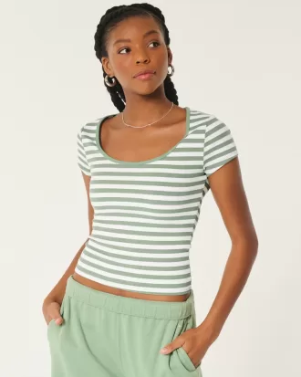 Ribbed Seamless Fabric Scoop Baby Tee,Ribbed Seamless Fabric Scoop Baby Tee