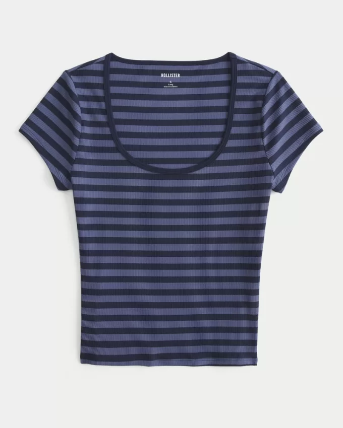 Ribbed Seamless Fabric Scoop Baby Tee,Ribbed Seamless Fabric Scoop Baby Tee