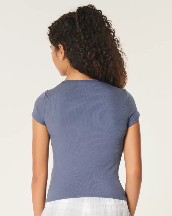 Ribbed Seamless Fabric Scoop Baby Tee,Ribbed Seamless Fabric Scoop Baby Tee