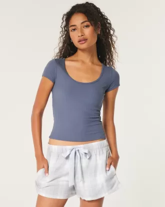 Ribbed Seamless Fabric Scoop Baby Tee,Ribbed Seamless Fabric Scoop Baby Tee