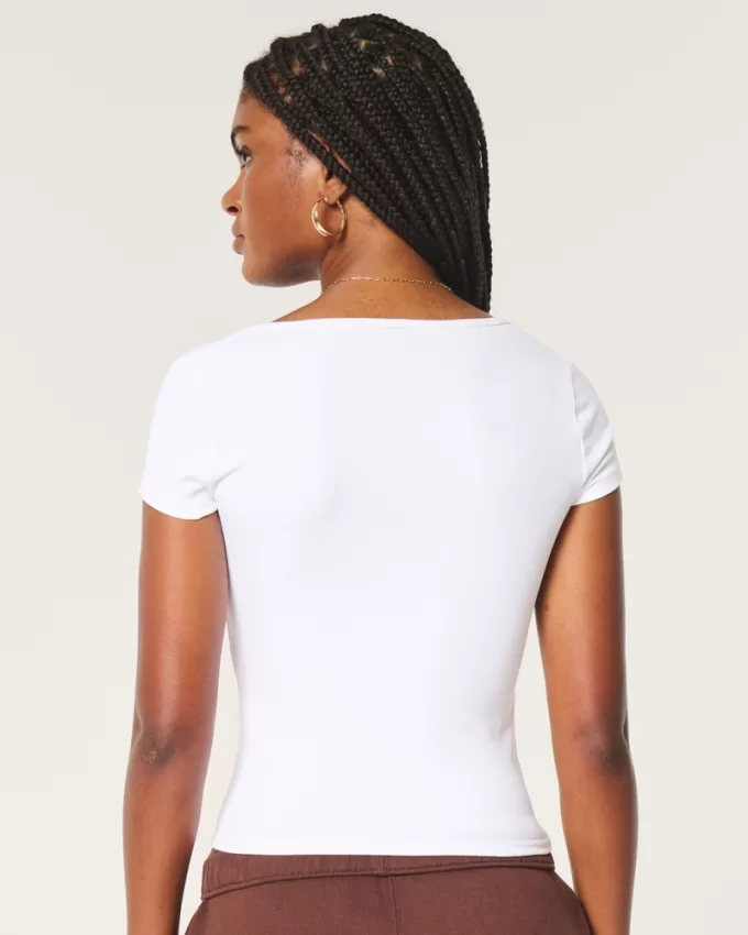 Ribbed Seamless Fabric Scoop Baby Tee,Ribbed Seamless Fabric Scoop Baby Tee