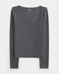 Ribbed Seamless Fabric Square-Neck Top,Ribbed Seamless Fabric Square-Neck Top