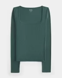 Ribbed Seamless Fabric Square-Neck Top,Ribbed Seamless Fabric Square-Neck Top