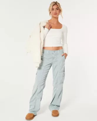 Ribbed Seamless Fabric Square-Neck Top,Ribbed Seamless Fabric Square-Neck Top