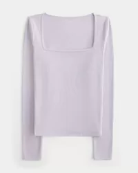 Ribbed Seamless Fabric Square-Neck Top,Ribbed Seamless Fabric Square-Neck Top