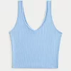 Ribbed Seamless Fabric V-Neck Tank,Ribbed Seamless Fabric V-Neck Tank