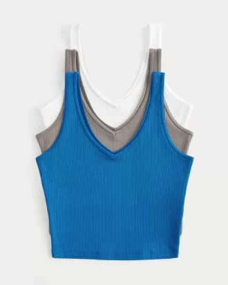 Ribbed Seamless Fabric V-Neck Tank,Ribbed Seamless Fabric V-Neck Tank