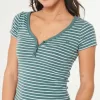 Ribbed Short-Sleeve Icon Henley,Ribbed Short-Sleeve Icon Henley