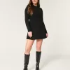 Ribbed Skater Mini Sweater Dress,Ribbed Skater Mini Sweater Dress