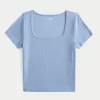 Ribbed Square-Neck Baby Tee,Ribbed Square-Neck Baby Tee