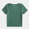 Ribbed Square-Neck Baby Tee,Ribbed Square-Neck Baby Tee