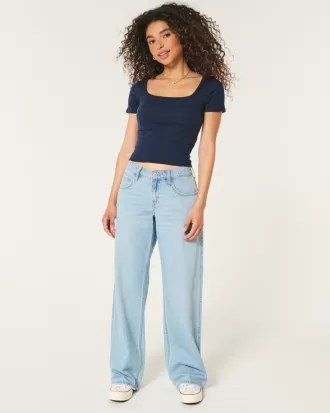 Ribbed Square-Neck Baby Tee,Ribbed Square-Neck Baby Tee