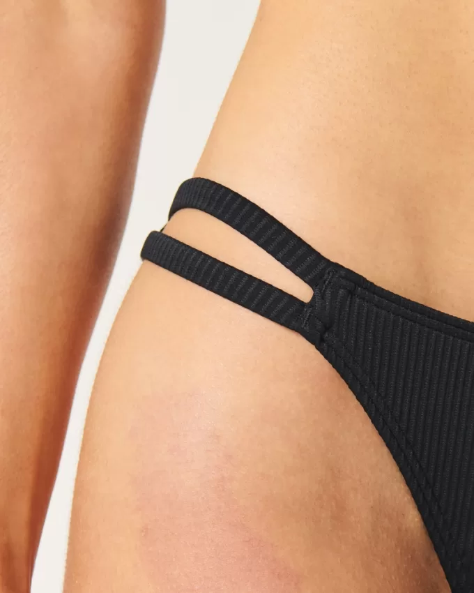 Ribbed Strappy High-Leg Cheekiest Bikini Bottom,Ribbed Strappy High-Leg Cheekiest Bikini Bottom