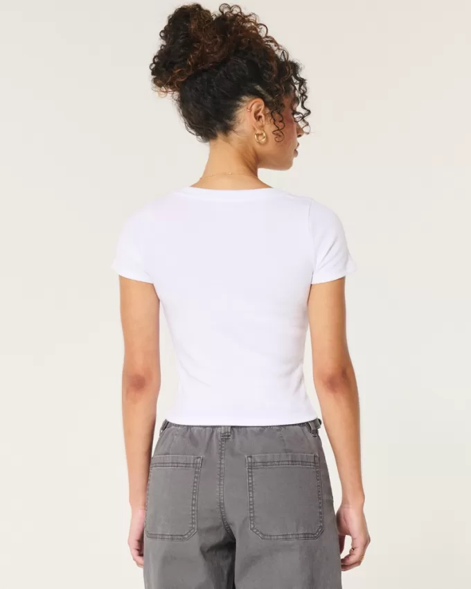 Ribbed V-Neck Top,Ribbed V-Neck Top