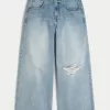 Ripped Light Wash Extreme Baggy Jeans,Ripped Light Wash Extreme Baggy Jeans