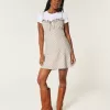 Ruffle Neckline Slip Mini Dress,Ruffle Neckline Slip Mini Dress