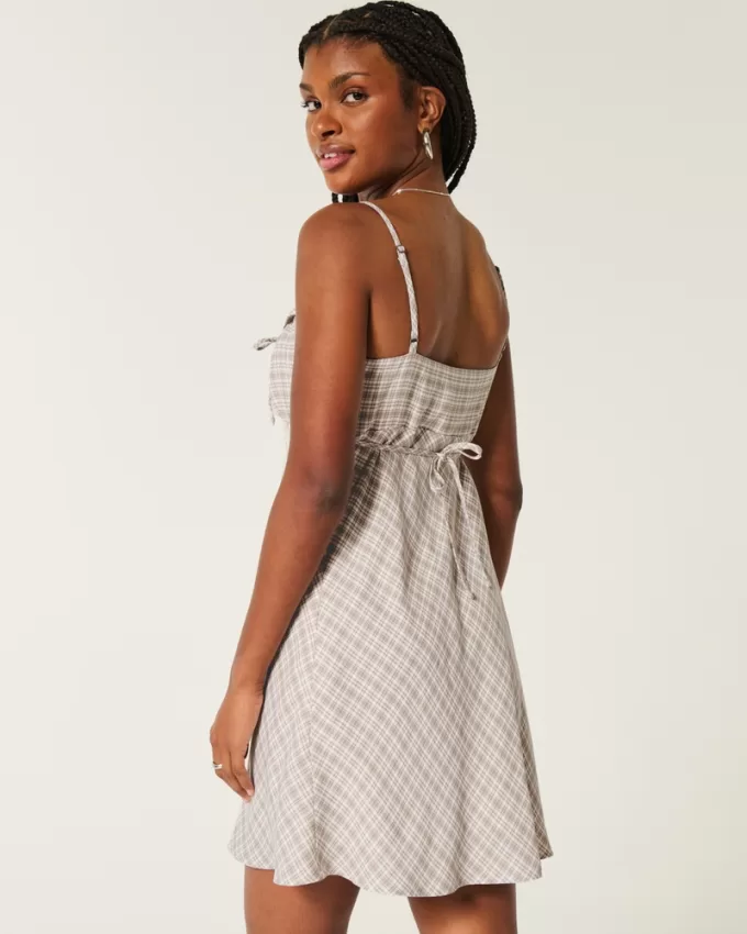 Ruffle Neckline Slip Mini Dress,Ruffle Neckline Slip Mini Dress