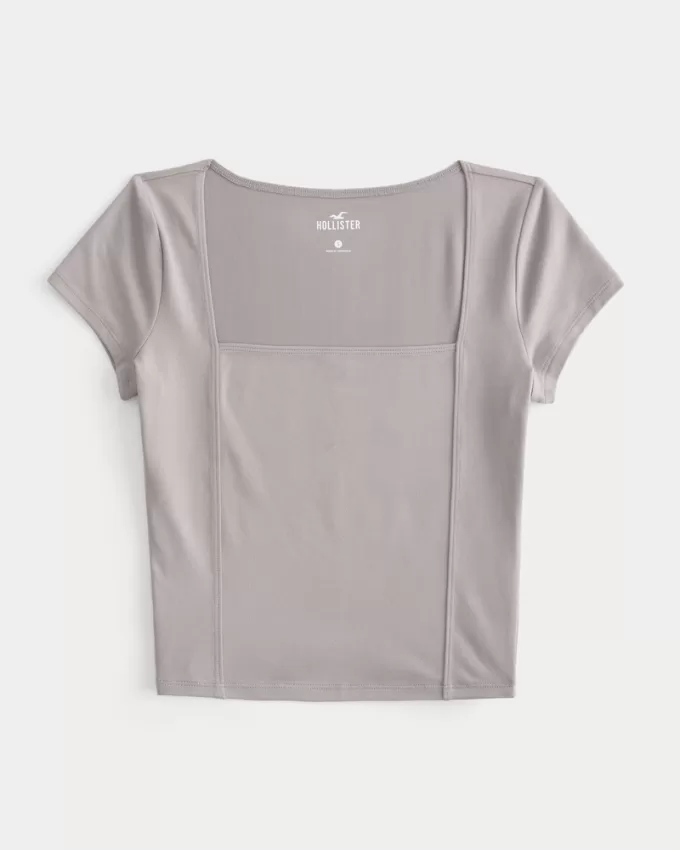 Seamed Square-Neck T-Shirt,Seamed Square-Neck T-Shirt