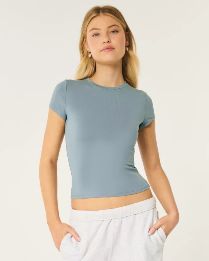 Seamless Fabric Longline Crew Baby Tee,Seamless Fabric Longline Crew Baby Tee