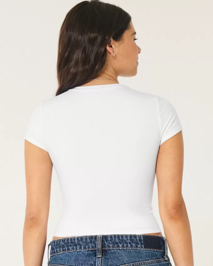 Seamless Fabric Longline Crew Baby Tee,Seamless Fabric Longline Crew Baby Tee