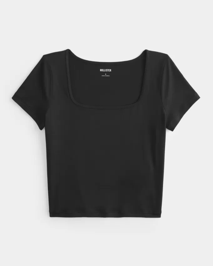 Seamless Fabric Square-Neck Baby Tee,Seamless Fabric Square-Neck Baby Tee