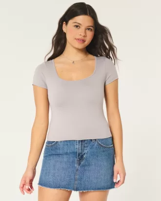 Seamless Fabric Square-Neck Baby Tee,Seamless Fabric Square-Neck Baby Tee