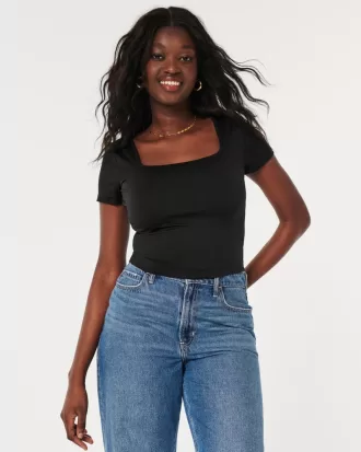 Seamless Fabric Square-Neck Baby Tee,Seamless Fabric Square-Neck Baby Tee