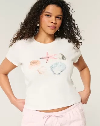 Shell Graphic Baby Tee,Shell Graphic Baby Tee