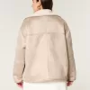 Sherpa-Lined Faux Suede Jacket,Sherpa-Lined Faux Suede Jacket