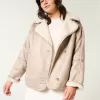 Sherpa-Lined Faux Suede Jacket,Sherpa-Lined Faux Suede Jacket