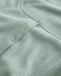 Short-Sleeve Button-Through Pointelle Top,Short-Sleeve Button-Through Pointelle Top