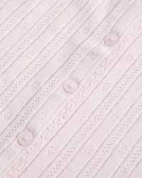 Short-Sleeve Button-Through Pointelle Top,Short-Sleeve Button-Through Pointelle Top