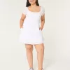 Short-Sleeve Channeled Waist Mini Dress,Short-Sleeve Channeled Waist Mini Dress