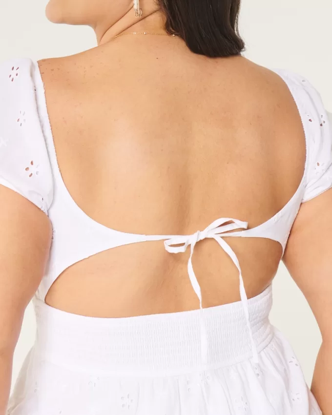 Short-Sleeve Channeled Waist Mini Dress,Short-Sleeve Channeled Waist Mini Dress